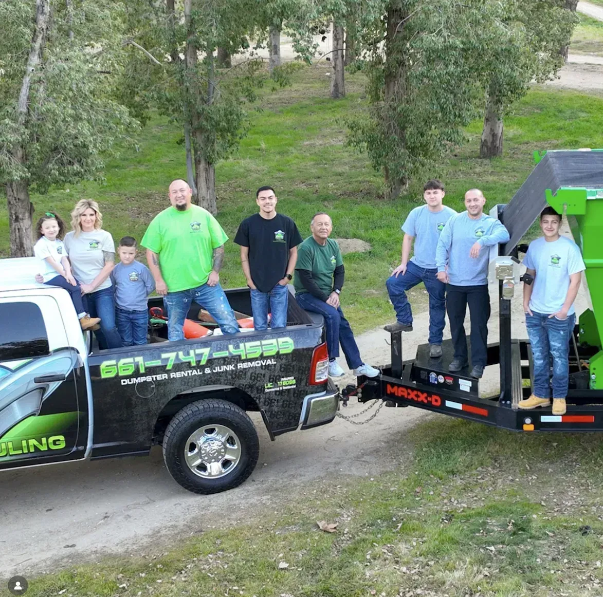 Area 661 Hauling crew at a Bakersfield property, licensed and insured.